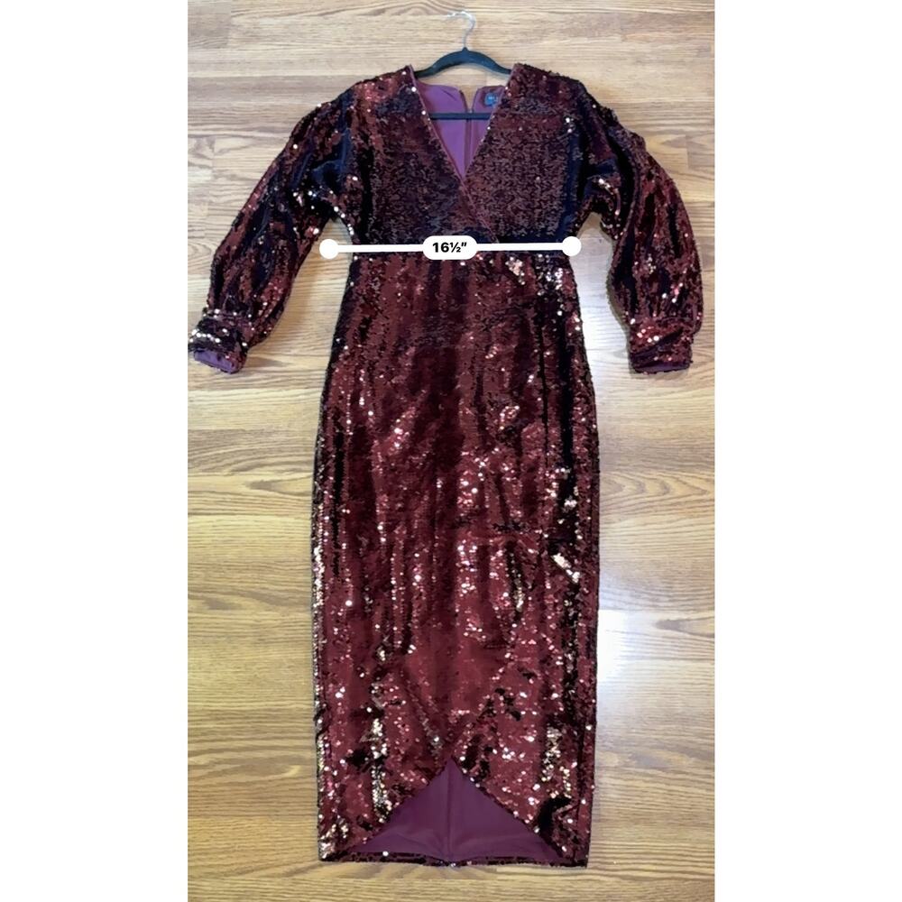 Ted Baker Emmalee Sequin Dress Burgundy Party Glam Chic Size 2 US 6 - Picture 4 of 14
